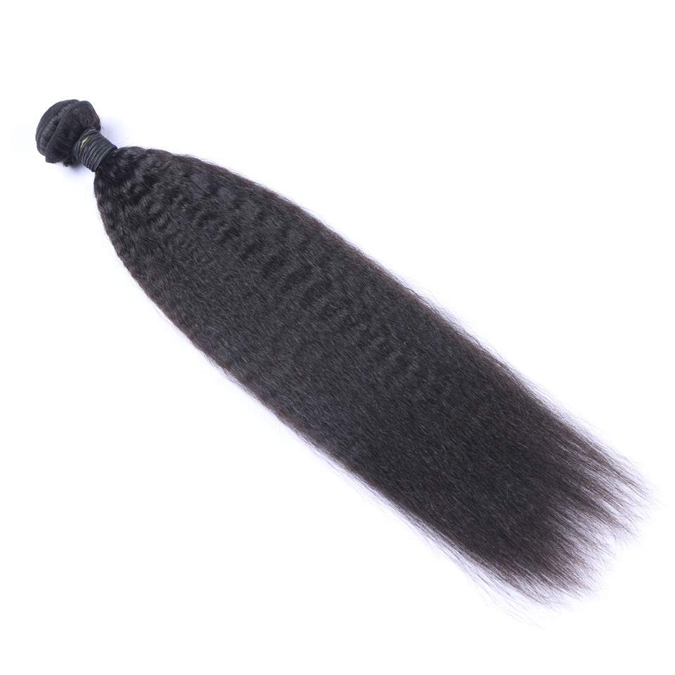 Peruvian Virgin Human Yaki Kinky Straight Unprocessed Remy Hair Weaves Double Wefts 100G/Bundle 1Bundle/Lot Can Be Dyed Bleached