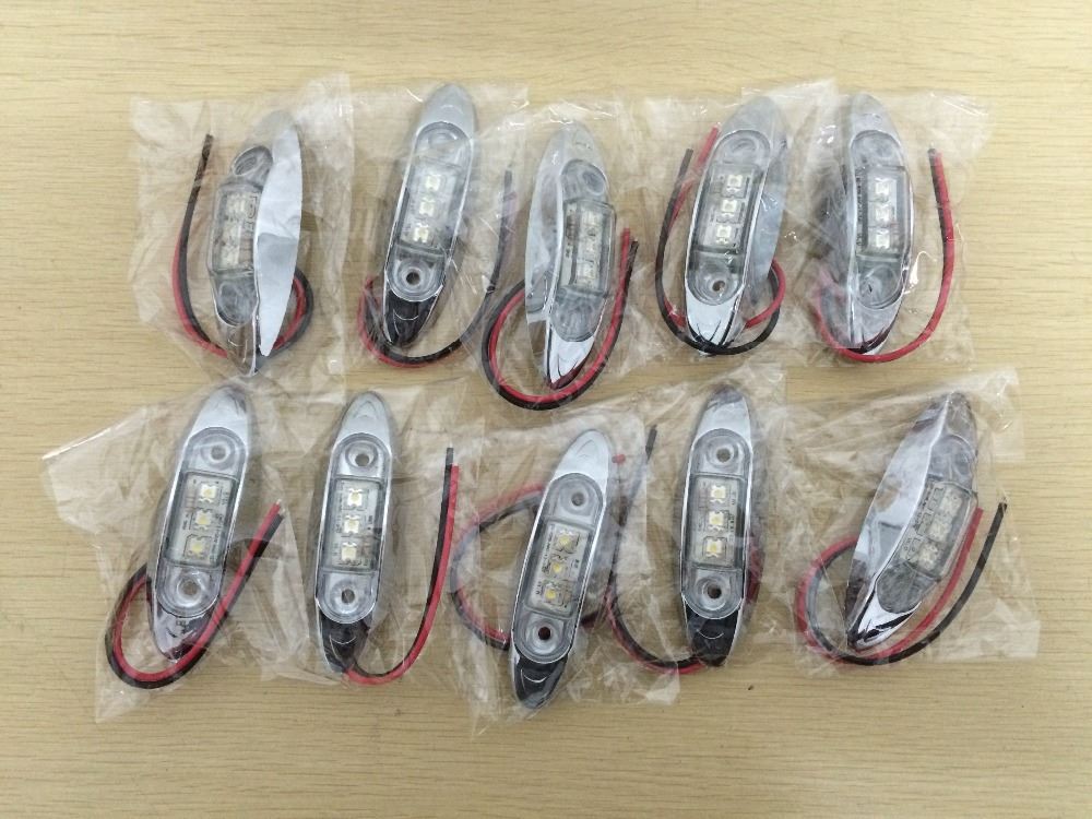 10x 12v 24v white LED Side Marker Light Clearance Lamp 10-30v Car Truck lightsTrailer lamp Tractor Rear lights external Lights