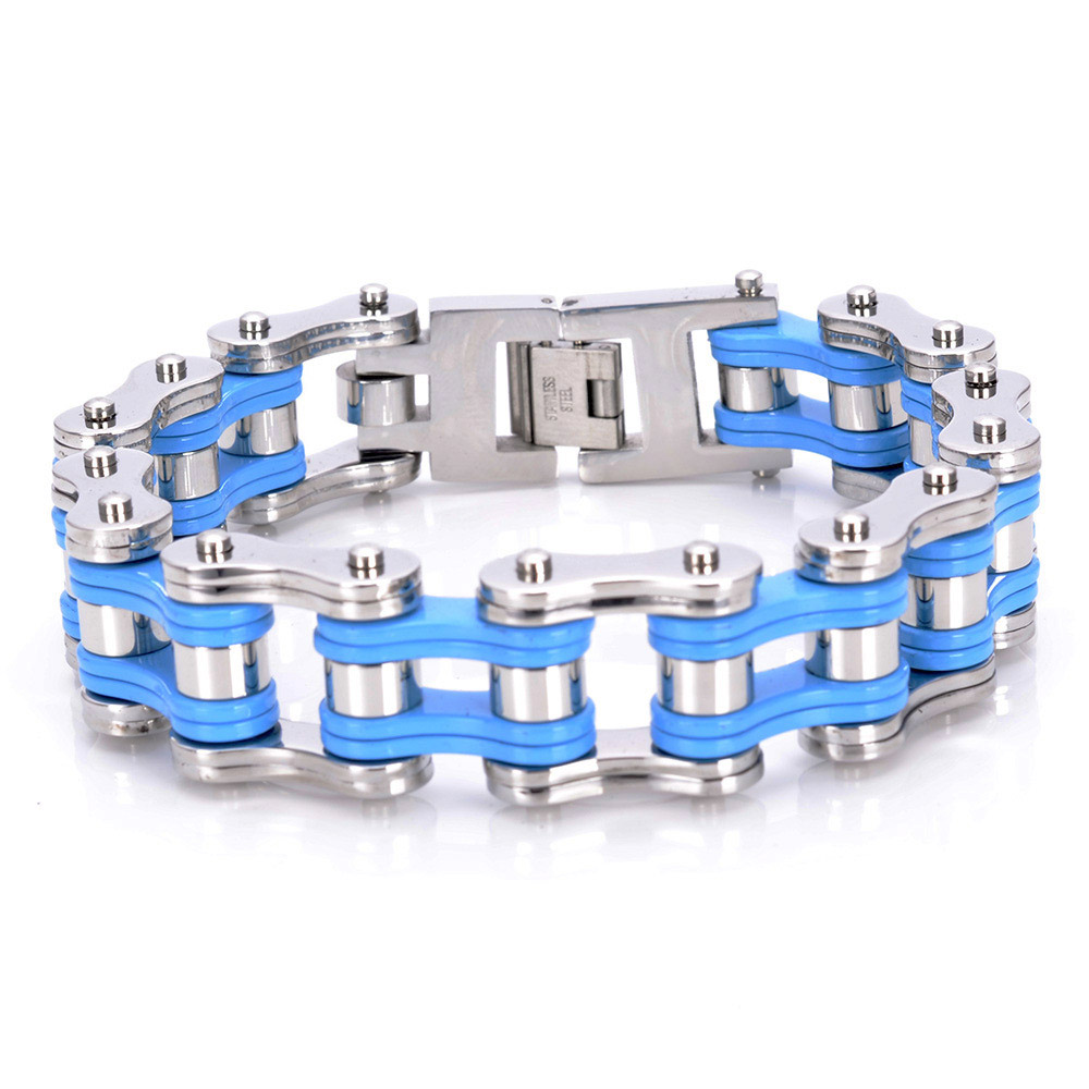 Real 316L Stainless Steel Blue IP Electroplated Bicycle Motorcycle Cool Men Moto Chain Bracelet 23cm*1.6cm
Real 316L Stainless Steel Blue IP Electroplated Bicycle Motorcycle Cool Men Moto Chain Bracelet 23cm*1.6cm