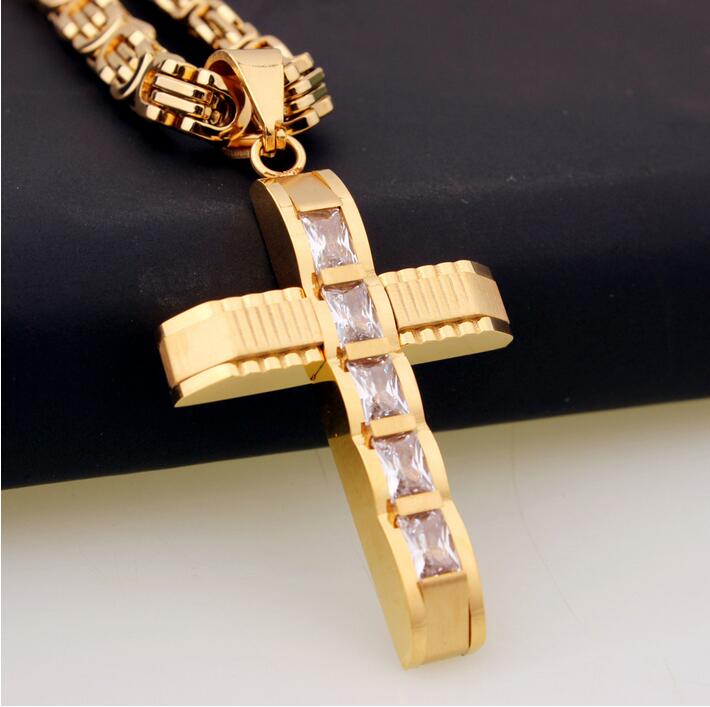 Men's Chain Boys Carved Gold Silver Black Tone Cross Stainless Steel Pendant Necklace Clear Rhinestones DLKPM86
Men's Chain Boys Carved Gold Silver Black Tone Cross Stainless Steel Pendant Necklace Clear Rhinestones DLKPM86