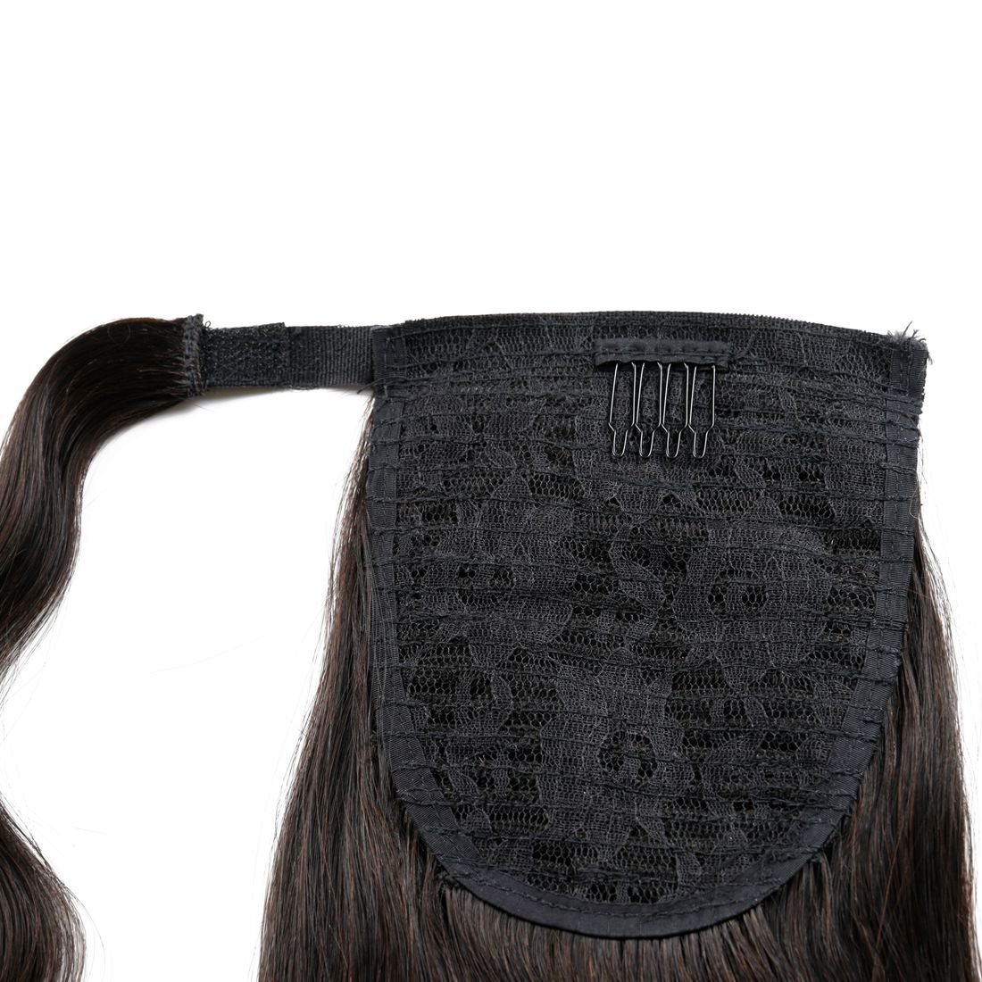 dora 18" silk Straight Ponytail Hair Extension Human Hair Wrap Ponytail Hairpiece 100g natural color 1#