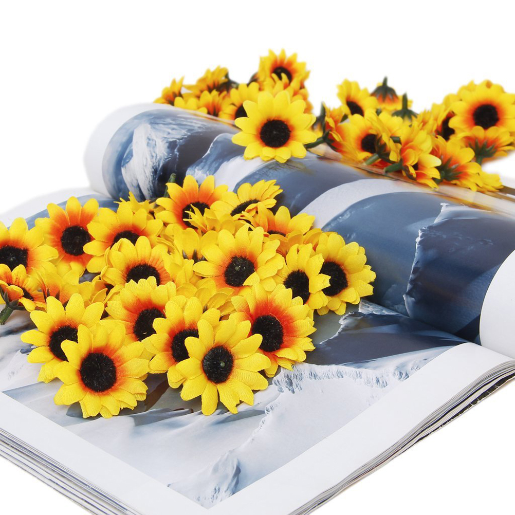 Lifelike Artificial Plastic Sunflower Heads Home Party Decorations Props Decoration Flowers Yellow
