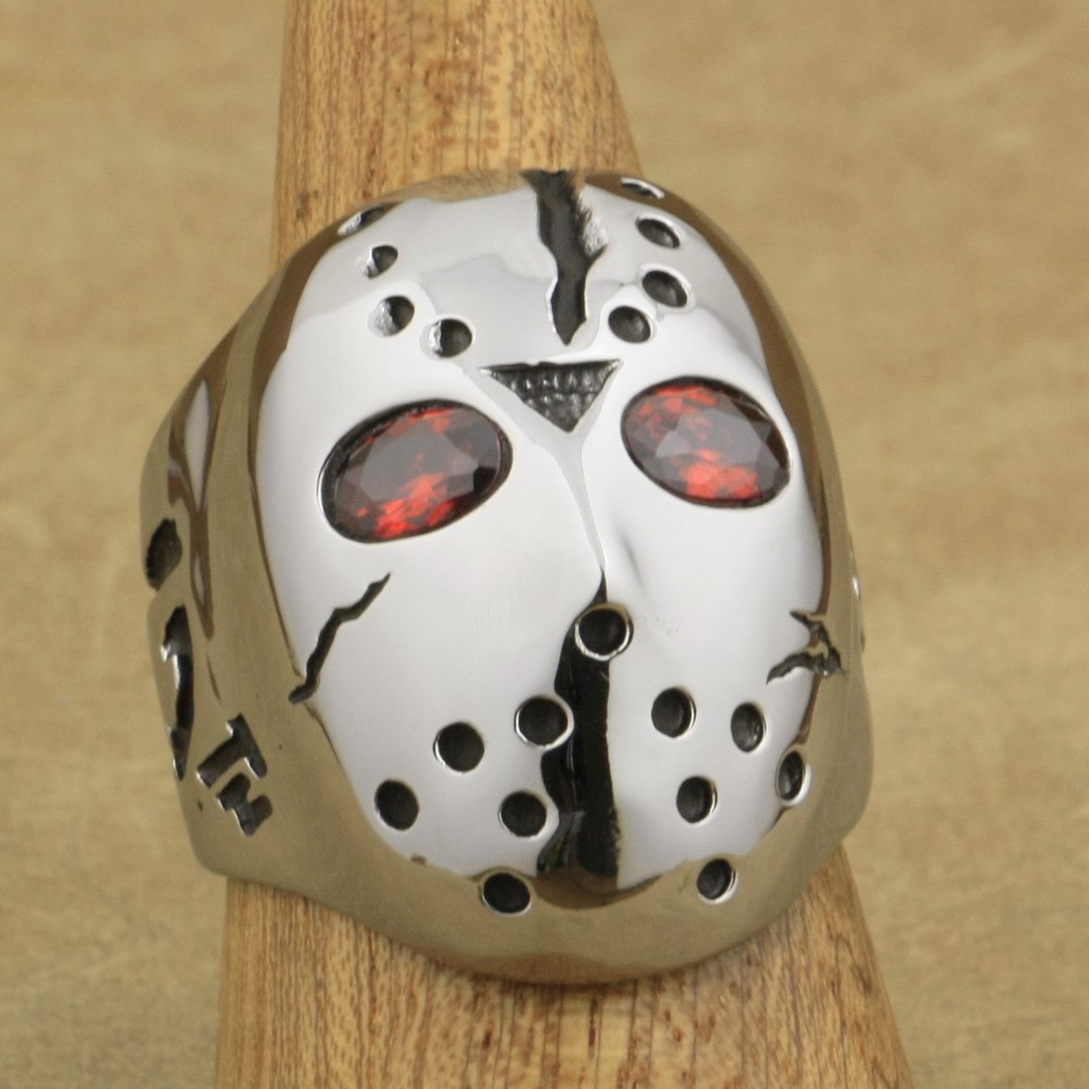 LINSION 316L Stainless Steel Halloween Jason Mask Hockey Red CZ Eyes Mens Biker Rocker Punk Ring Cubic Zirconia Ring 3F301
LINSION 316L Stainless Steel Halloween Jason Mask Hockey Red CZ Eyes Mens Biker Rocker Punk Ring Cubic Zirconia Ring 3F301