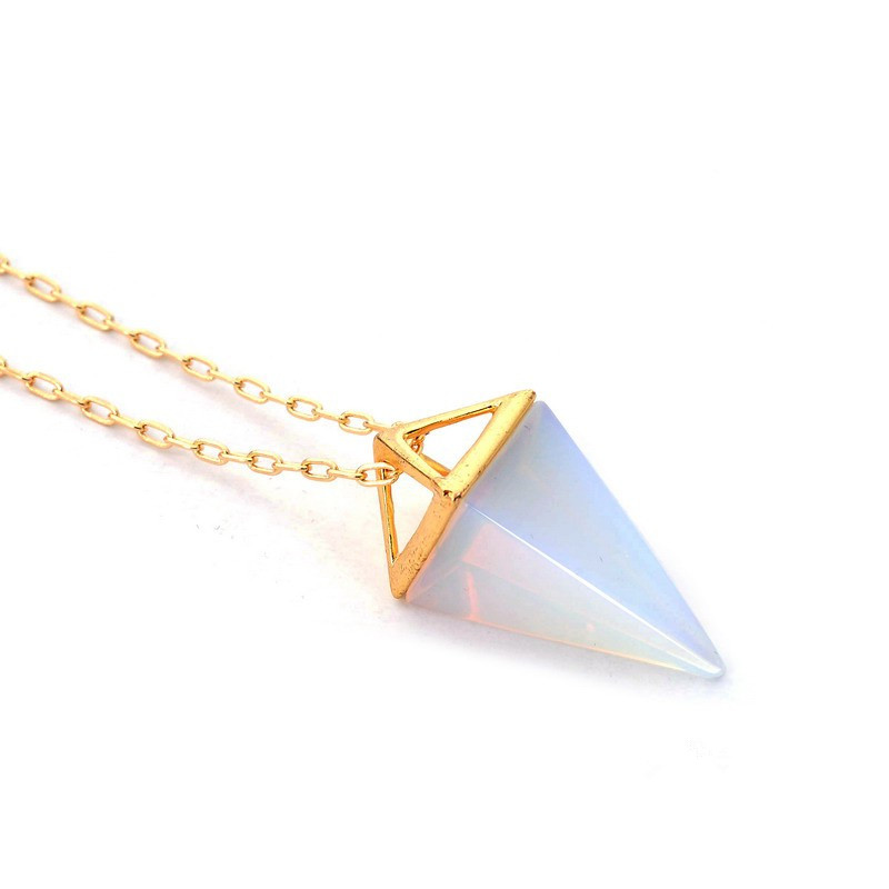 Healing Crystal Opal Pyramid Amethyst Necklace Gold Plated Howlite Rose Quartz Amulet Natural Stone Pendant Necklaces collier