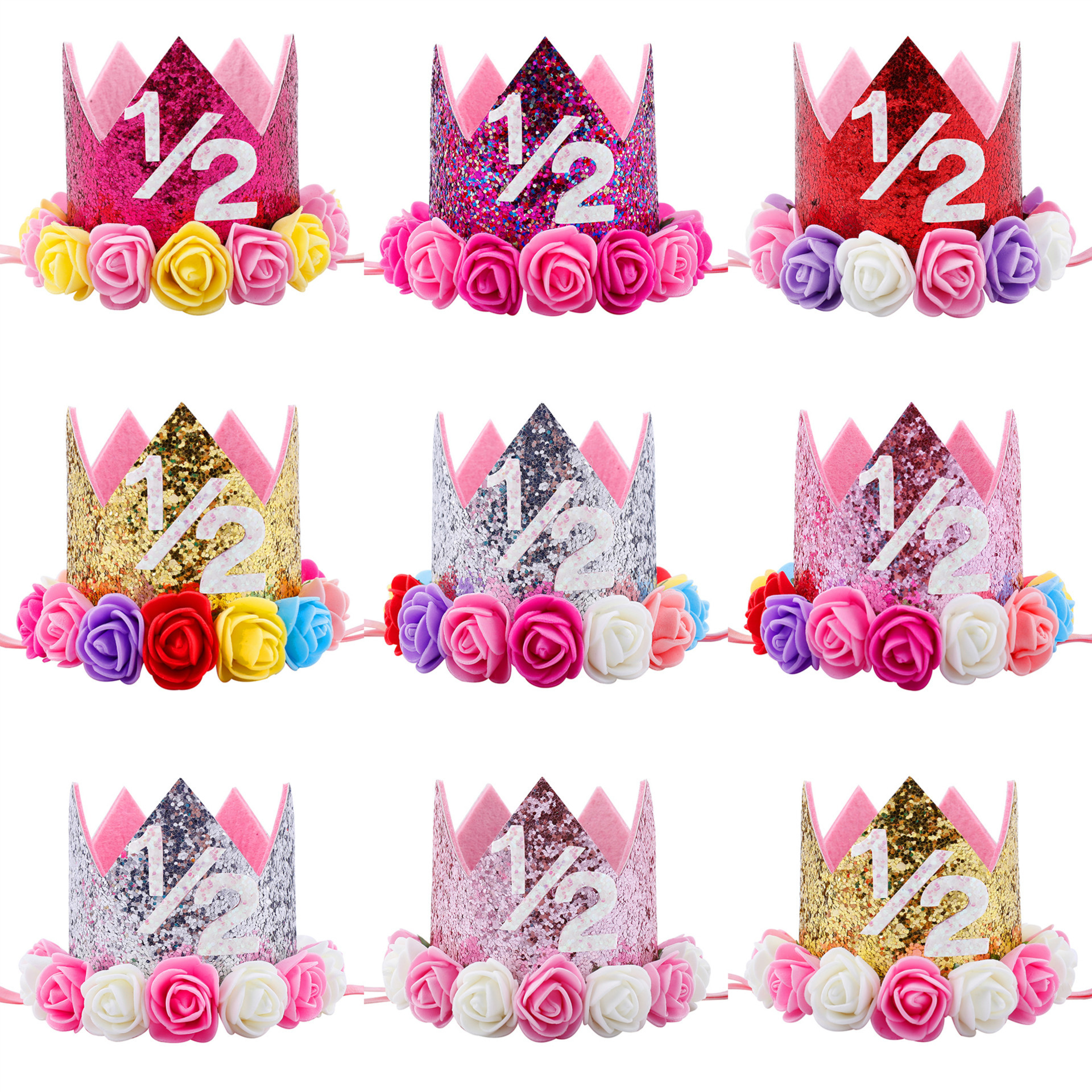Hot New Baby 1/2 Birthday Sparkly Party Crown Artificial Pink and Creamy Rose Flowers Tiara Headband HJ147
Hot New Baby 1/2 Birthday Sparkly Party Crown Artificial Pink and Creamy Rose Flowers Tiara Headband HJ147