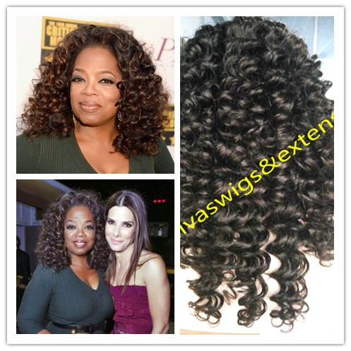 fashion oprah winfrey hairstyle dark brown curly lace front brazilian hair wigs glueless wigs for black women DIVA fast shipping