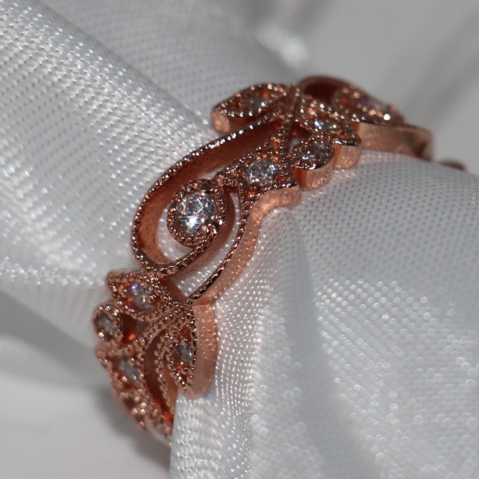 Sterg Sier Rose Gold Plated White Sapphire Ring: Jewelry for Women's Wedding or Engagement