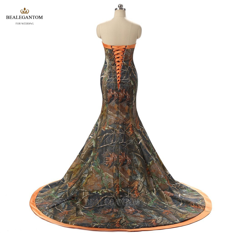 new real photo elegant mermaid camouflage wedding dresses long camo sweetheart floorlength wedding party bridal gowns bm15