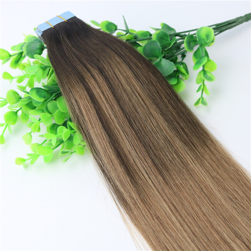 Ombre Hair Extensions Glueless 2# 6#Tape In Human Hair Extensions 40pcs 10gram Brazilian Virgin Hair Balayage Dark Brown Highlight Skin Weft