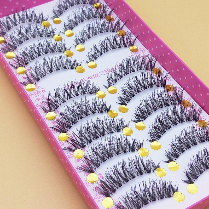 New Makeup False Eyelashes Eyelash 1 Box 10 Pairs Of False Eyelashes Naturally Thick Stage Cross False Eyelashes Smoky Makeup