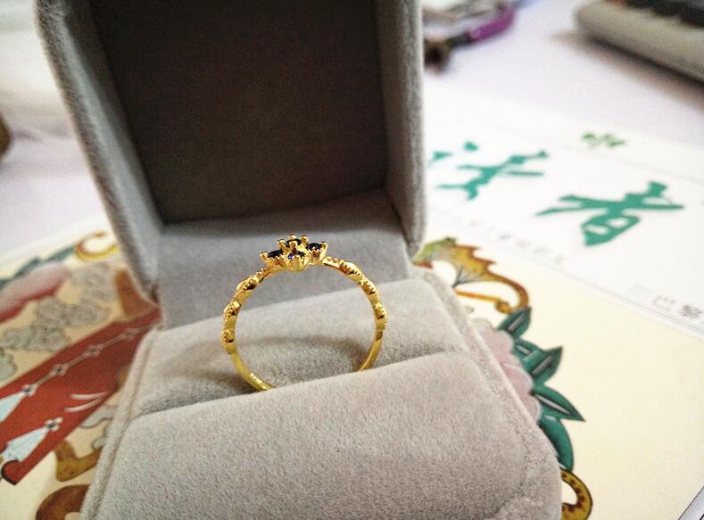 Wholesale Cute Handmade Luxury Jewelry 925 Sterling Silver Blue Sapphire CZ Diamond Four Leaf Gemstones Women Wedding Band Ring Gift Size5-9