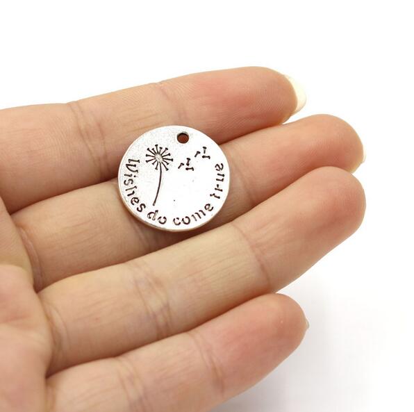 Wholesale-20MM Wishes do come true Dandelion Alloy Charms