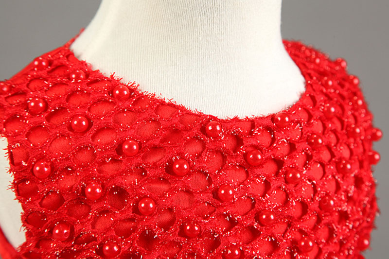 Wholesale- Newborn Infant Girls Wedding Dresses Baby Girl First Birthday Dress For Baby Kids Party Wear Girls New Year Red Dresses Vestido