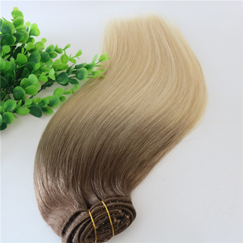 #8 #60 613# Full Head Clip In Human Hair Extensions Ombre Medium Brown Ombre Hair Light Blonde Balayage Highlights 7PCS a lot 120gram