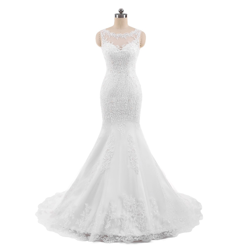 High Quality New Fashion Appliques Lace Mermaid Wedding Dresses Sleeveless Backless Custom Size vestido de noiva, Champagne
High Quality New Fashion Appliques Lace Mermaid Wedding Dresses Sleeveless Backless Custom Size vestido de noiva, Champagne