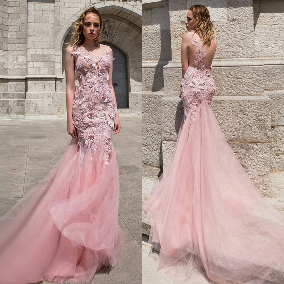 Charming Pink Mermaid Lace Dresses Evening Wear Sheer Bateau Neck Backless Prom Gowns Custom Made Tulle 3D Appliqued Formal Dress, Water melon
Charming Pink Mermaid Lace Dresses Evening Wear Sheer Bateau Neck Backless Prom Gowns Custom Made Tulle 3D Appliqued Formal Dress, Water melon