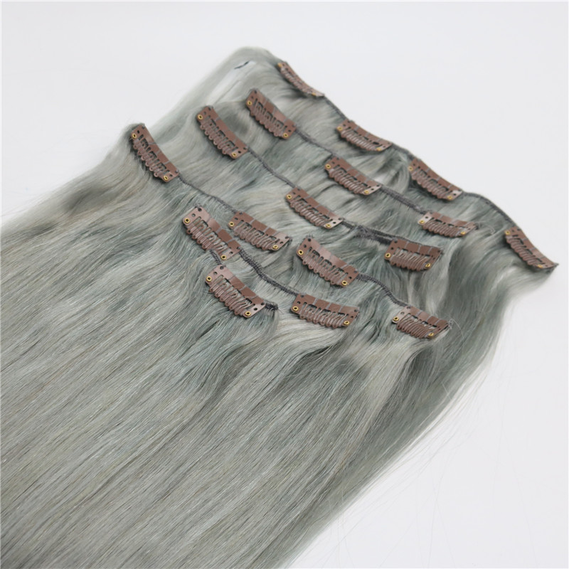 Human Hair Extensions Grey Brazilian Virgin Hair Extensions Clip In Silver Gray Best Seller DHL Fast Shipping