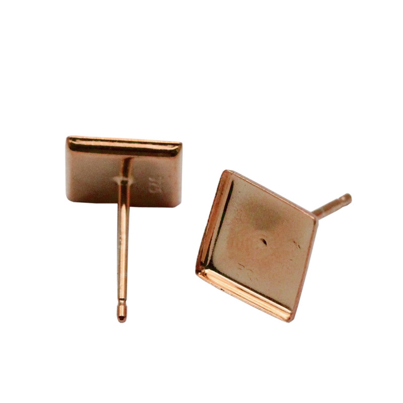 Beadsnice 925 Sterling Silver Stud Earring with Square Bezel Setting fit 9x9mm for Earrings Making Wholesale ID26846