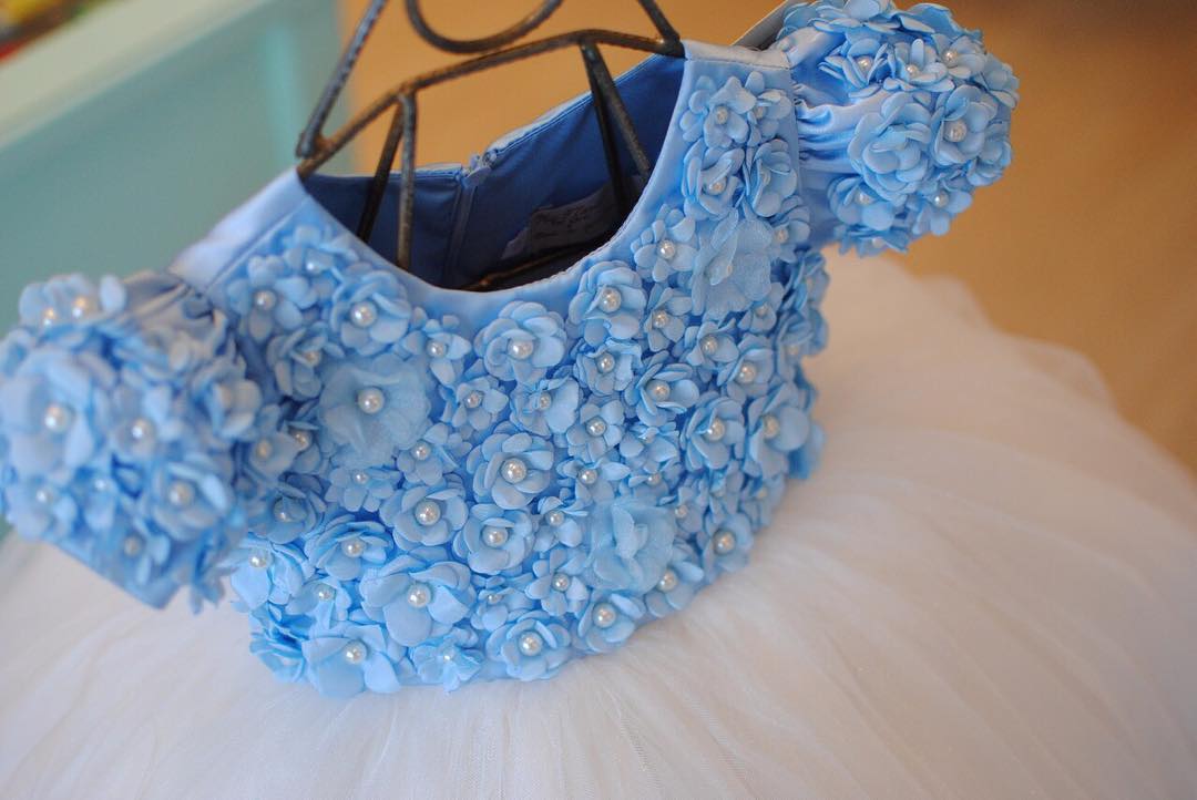 Cheap Pink Ball Gown wer Girl Dresses For Weddings 3D Appliques Little Girls Pageant Dress Tulle Pearls First Communion Gowns