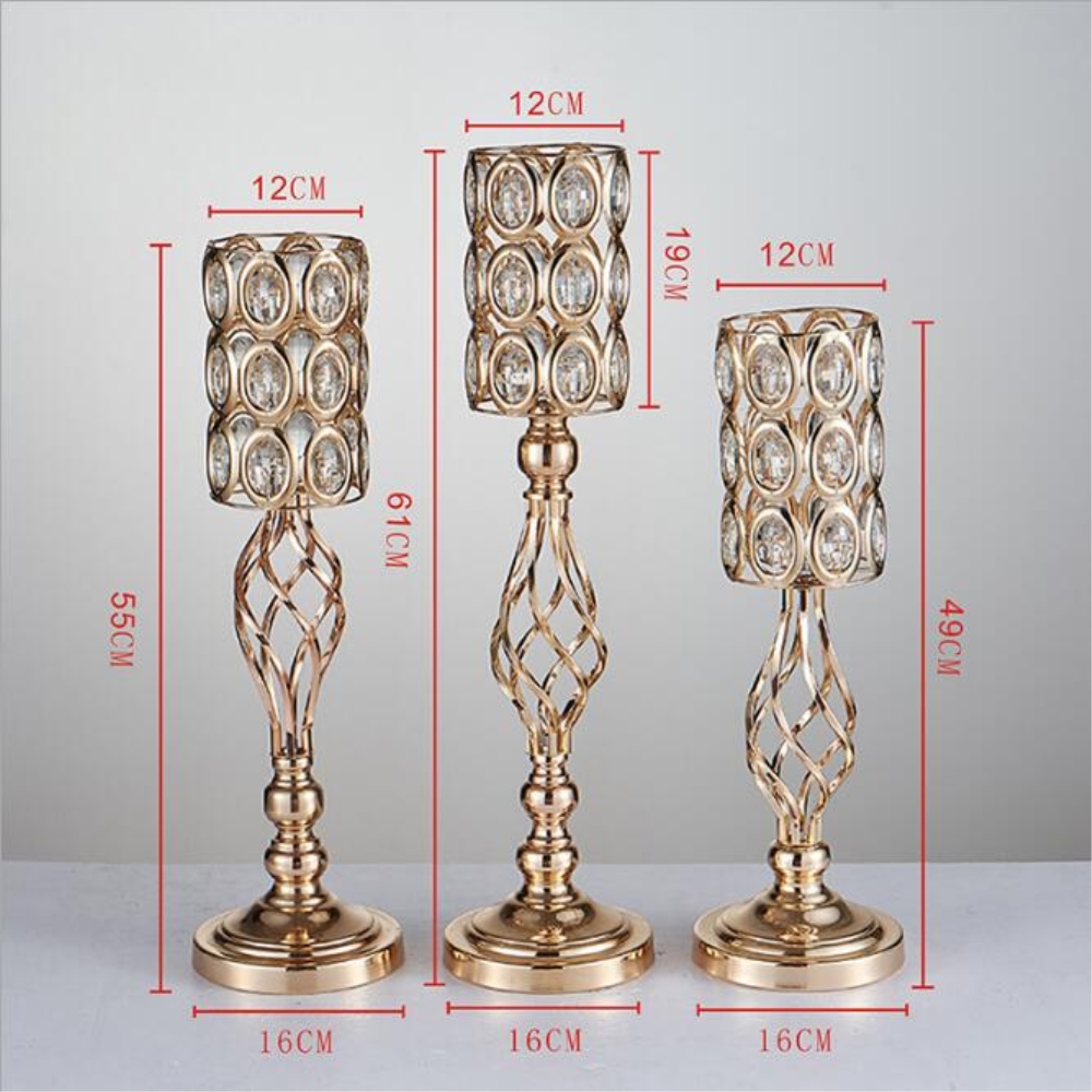 Metal Golden Candle Holders Hollow Wedding Table Candelabra Centerpiece Flower Rack Road Lead Home Decor 10 Pcs / Lot
