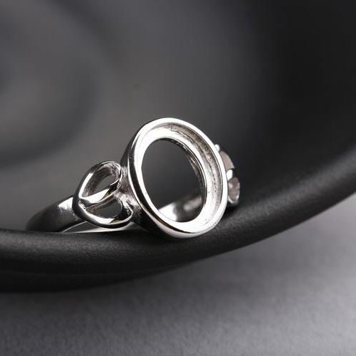 Fine Silver 925 Sterling Silver 8x10mm Oval Cabochon Semi Mount Women Engagement Ring