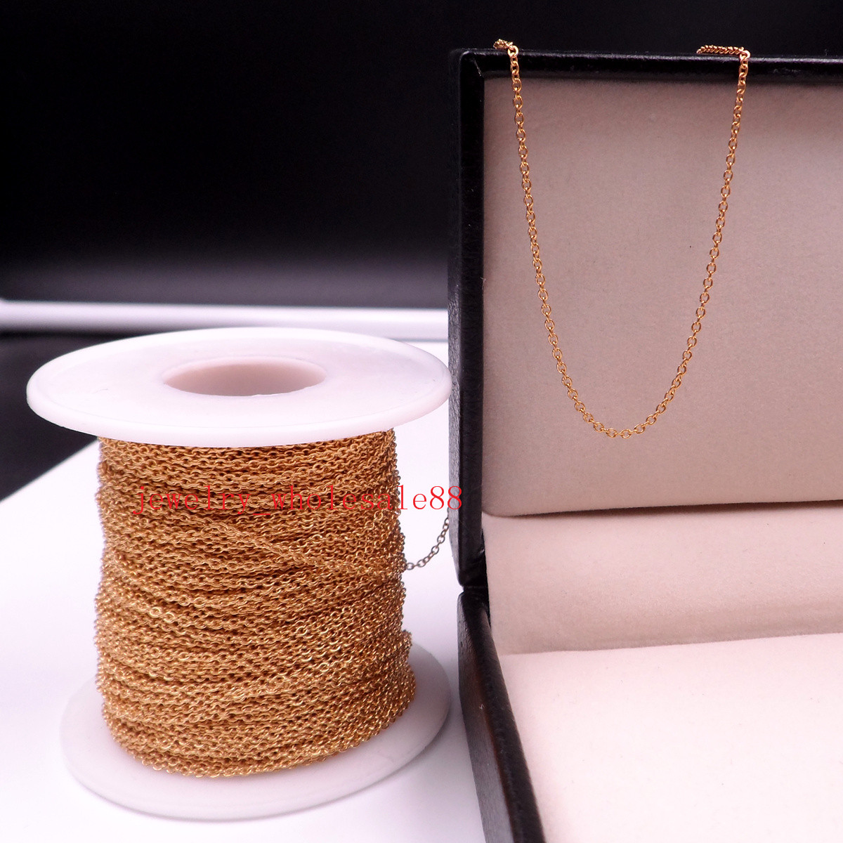 factory price wholesale 50meter / ro Lot Gold Plated Stainless steel jewelry finding Thin 1.8mm Smooth Oval Link chain DIY Necklace Bracelet