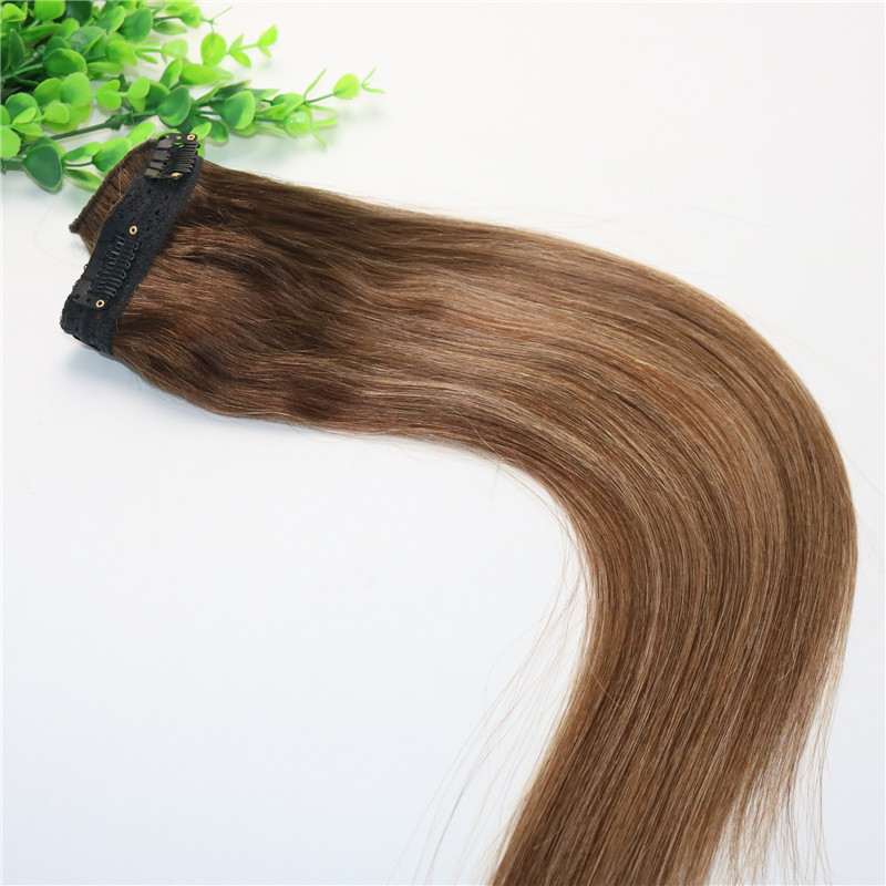 Ombre Strawberry Honey Blonde With Brown Highlights One Piece Clip In Human Hair Extensions 5Clips With Lace Per Piece Remy Human Hair