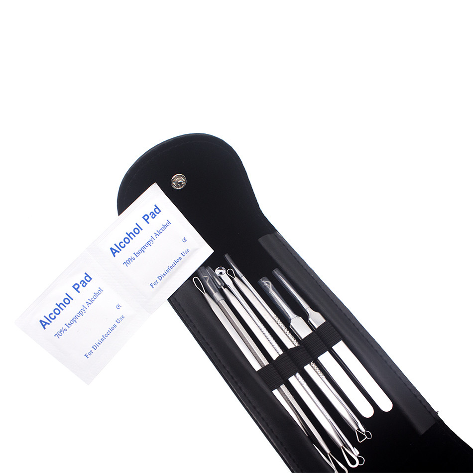 Free Shipping 8pcs Professional Blackhead and Blemish Remover Kit Blackheads Extractor Comedone Extractors Blemish Case with Mirror