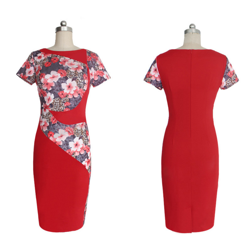 High quality women's Work Dresses classic lattice tattoo stitching Slim thin elastic package hip pencil skirt fashion dress LX030