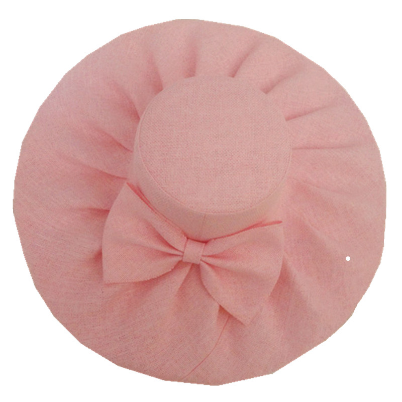 Linen Summer Womens Kentucky Derby Wide Brim Sun Hat Wedding Church Sea Beach Cap 10pcs/lot