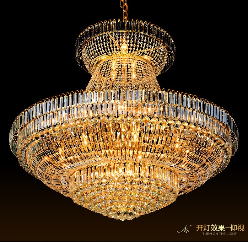 Modern Crystal Chandeliers Lighting Fixture American Big Gold Crystal Chandelier LED Lamp European Luxurious Droplight Home Indoor Hotel Club Light D1