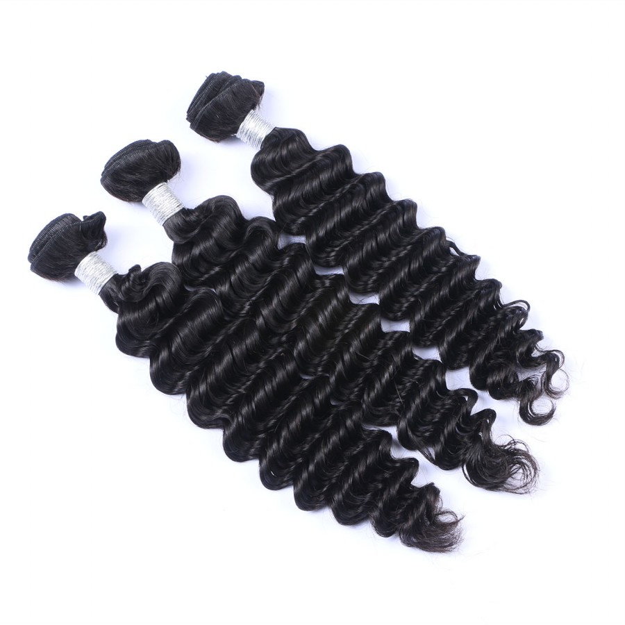 Wholesale Bundles Brazilian Virgin Remy Hair 1b Unprocessed Human Hair Weave Grade 9A Deep Wave Hair Bundles Natural Black