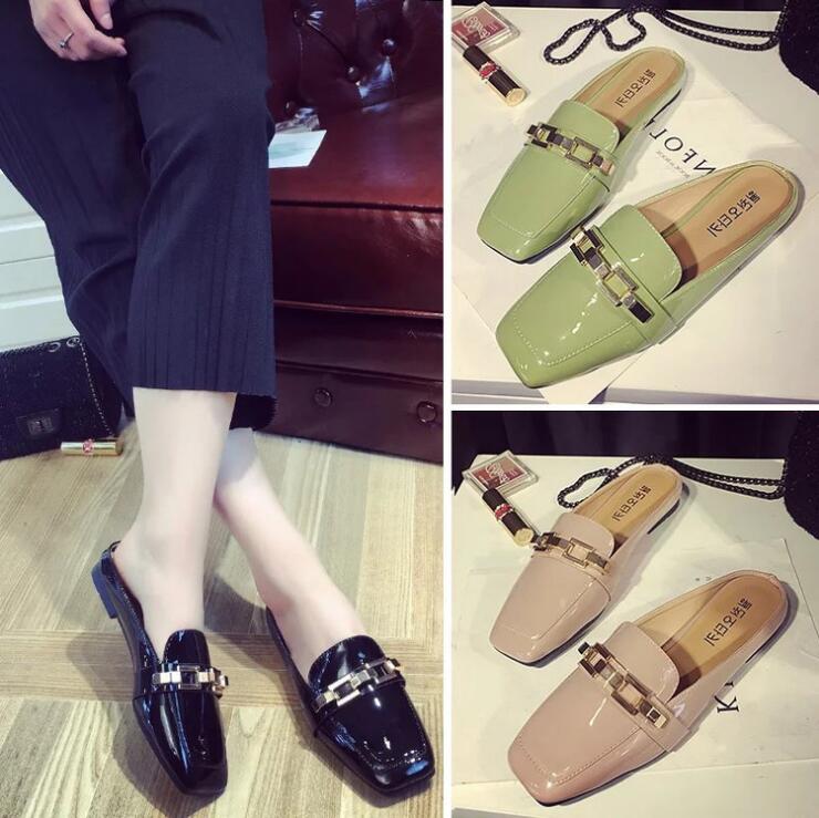 Spring New Women Slippers Fashion Square Toe Flat Patent Leather Slides Shoes Woman Shallow Flats
Spring New Women Slippers Fashion Square Toe Flat Patent Leather Slides Shoes Woman Shallow Flats