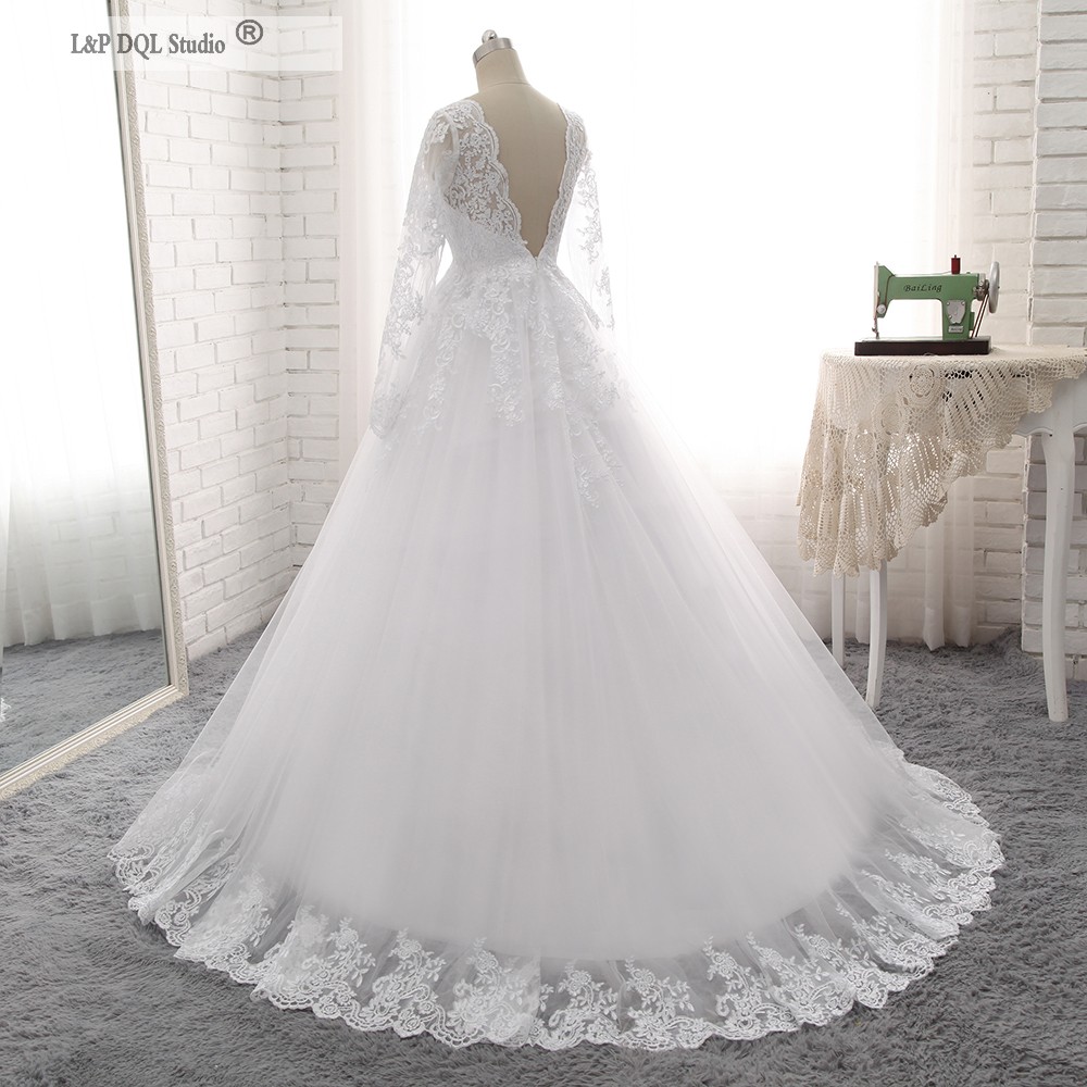Pregnant Wedding Dresses Lace Long Sleeves Lace Ball Gown Wedding Dresses Sweep train Bridal Gowns Lace Applique vestido de novia Plus Size