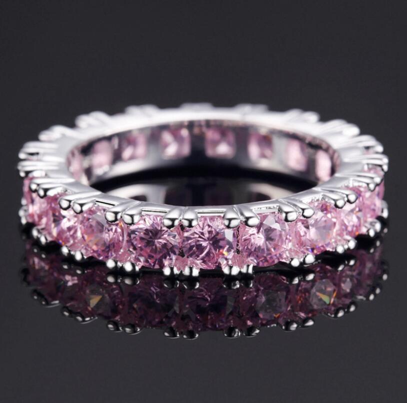10KT Gold Pink Sapphire CZ Dia Gemstone Rings for Women b9d5