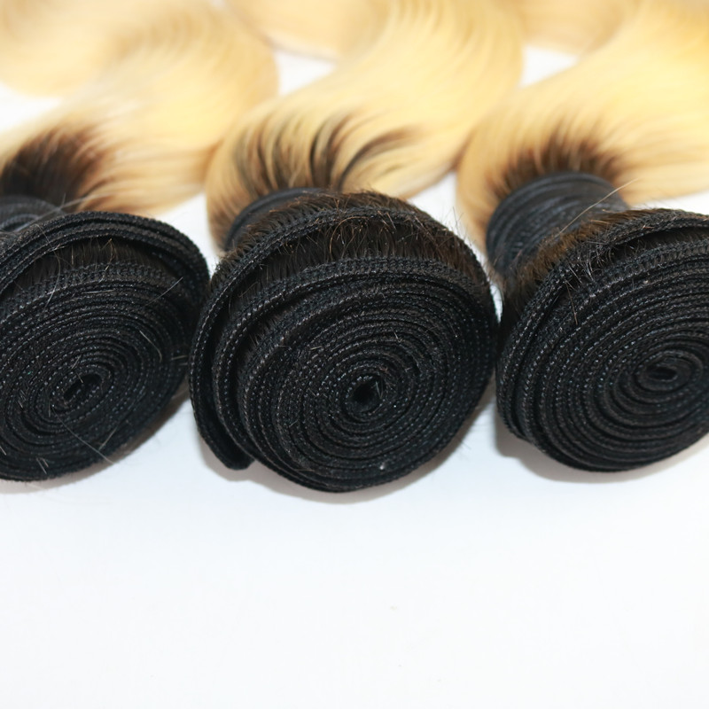 High Quality Ombre Blond Hair Weaves Brazilian Body Wave Human Hair Extensions Remy Hair Bundles 100G/Piece
