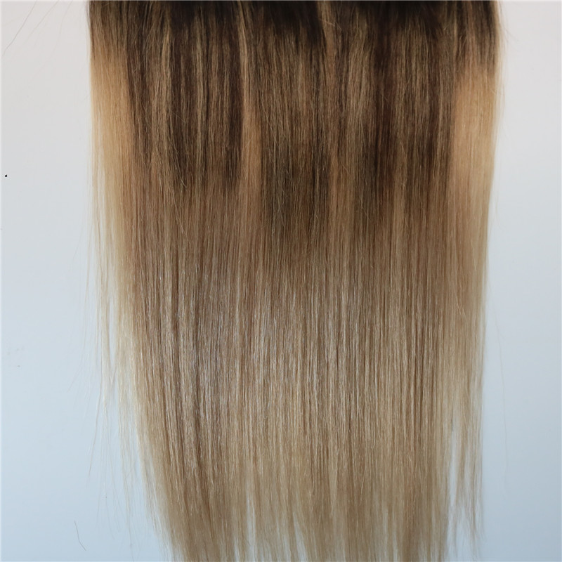 #4/#18 8A 7pcs 120gram Clip In Human Hair Extensions Ombre Dark Brown Root To Ash Blonde Balayage Highlights Hairstyle