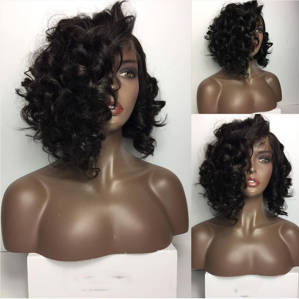 Short Bob Wigs Lace Front Human Hair for Black Women Curly With Baby Hairs Pre Plucked Natural Hairline Wig