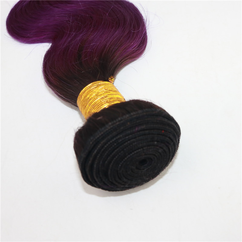Two Tone Omber Hair Extensions Weaves 8A Peruvian Virgin Hair Body Wave Bundles Deal #1B/Purple Real Remy Hair Weft Extensions 100g