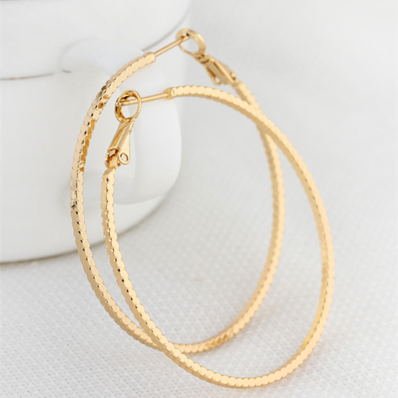 Factory Supply Low Price High Quality Earrings 18K Yellow /White/Rose Gold Plated Slim Circle Earrings Hoops for Women