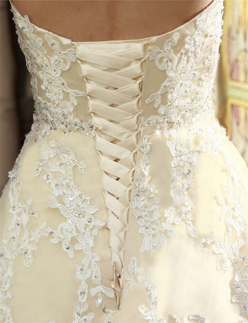 2017 Elegant Sweetheart Lace A-Line Wedding Dresses With Appliques Sequin Organza Plus Size Wedding Party Bridal Gowns Vestido De Novia BW03