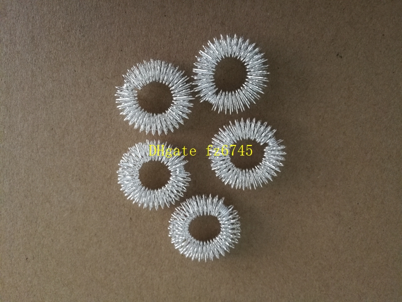 50pcs/lot Free Shipping Hot selling Finger Massage Ring Acupuncture Ring Health Care Body Massager gold and silve colors