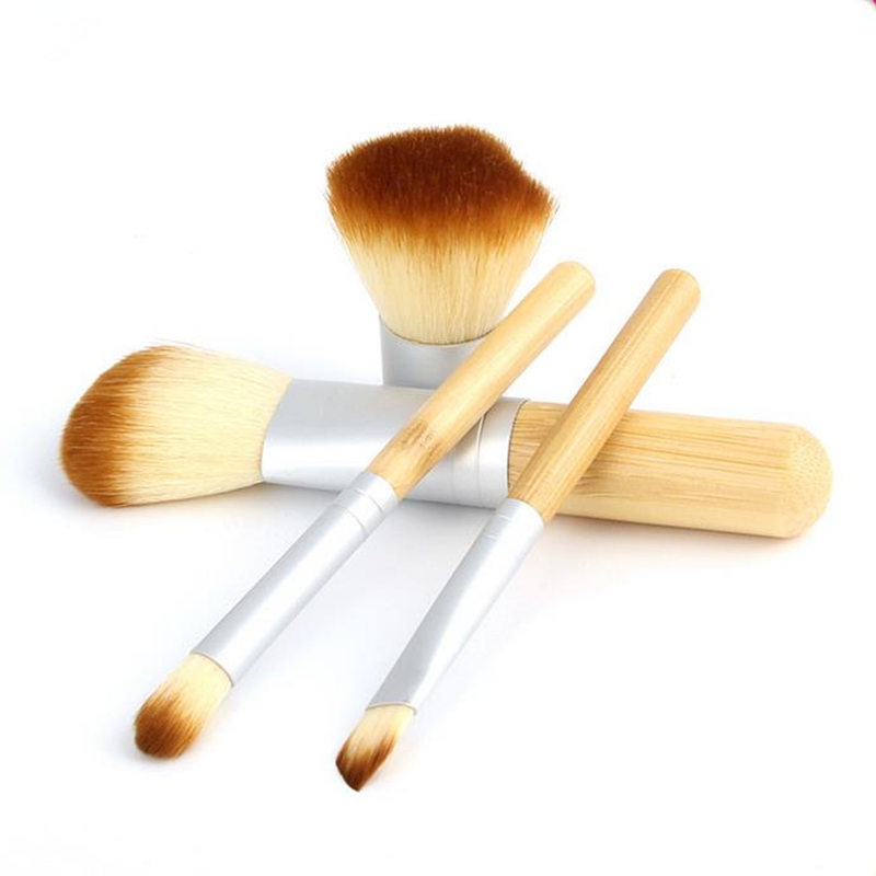Bamboo Makeup Brushes Set 4pcs/set Professional Cream Powder Make Up Brush maquiagem Kits with Bag F20171063