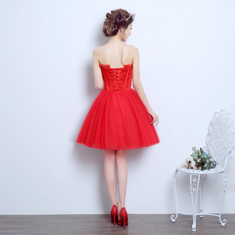 2017 New Princess Evening Dresses Elegant Girls Women Bride Gown Fashion Red Short Ball Prom Party Homecoming Graduation Formal Dress