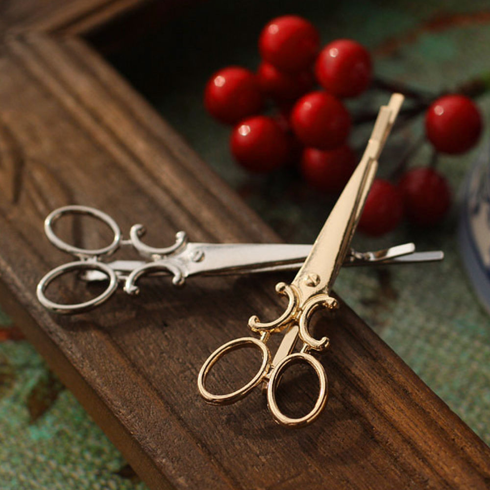 2Pcs Novelty Scissors Shape Hair Clip Hair Pin Women Hair Accessory 2 Colors