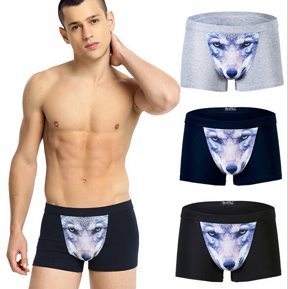 Underpants 3D wolf head mens cotton underwear fashion in the waist U-bottomed skirt boxed flat pants shorts 4pieces/lot, Blue
Underpants 3D wolf head mens cotton underwear fashion in the waist U-bottomed skirt boxed flat pants shorts 4pieces/lot, Blue