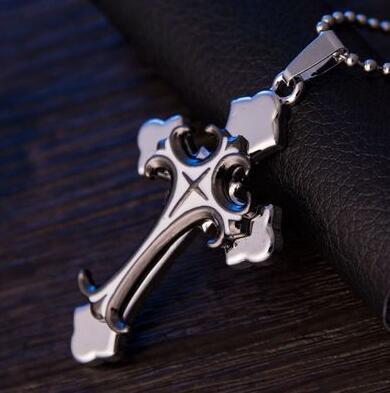 Good A++ Black Bible cross pendant titanium steel men and women fashion personality necklace WFN617 (with chain) mix order 20 pieces a lot