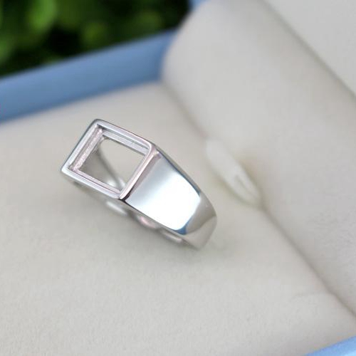 925 Sterling Silver Fashion Wedding Ring 9x11mm Princess Cabochon Semi Mount Men Fine Silver Ring Setting Jewelry