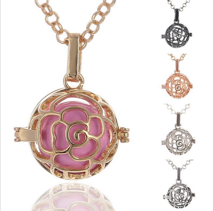16 styles Mexico Pregnancy Bola Lockets Pendant necklace+ 16mm Sound bead ball Hollow Cage Necklaces for Women Pregnany Jewelry