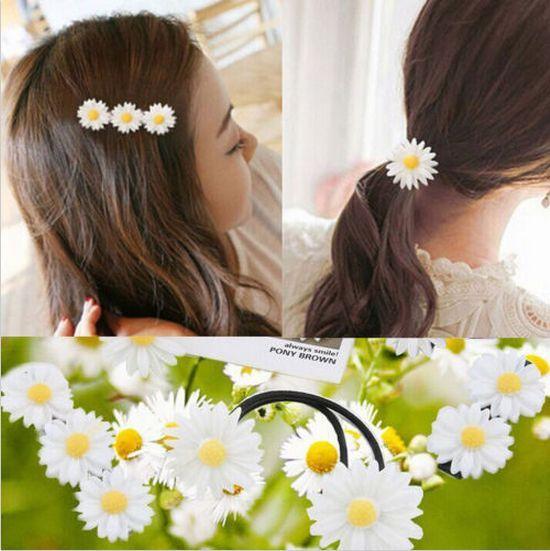 Daisy Elastic Hair Ring Rope Bands Hair Clips Ponytail Holder For Girl Kids Baby #T701